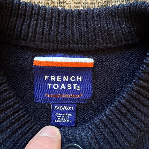 French Toast Navy Girl's Cardigan • size small 6/6x • Navy - Picture 2 of 8